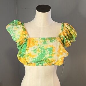 Soluna Swim 2-PIECE Tie Dye Ruffled Crop Top and Elastic Waist Shorts Set Sz M